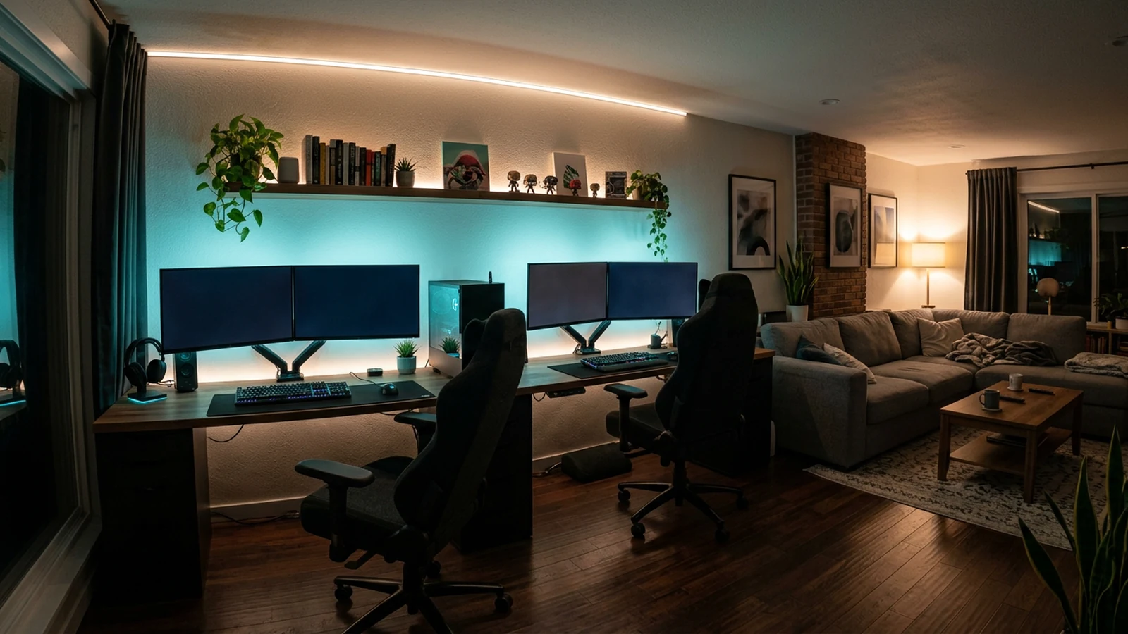 Espace gaming familial avec plusieurs postes Battletron